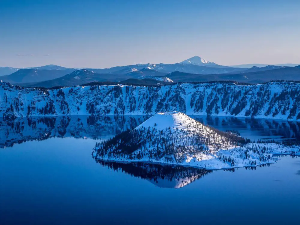 The view of Crater Lake in Oregon