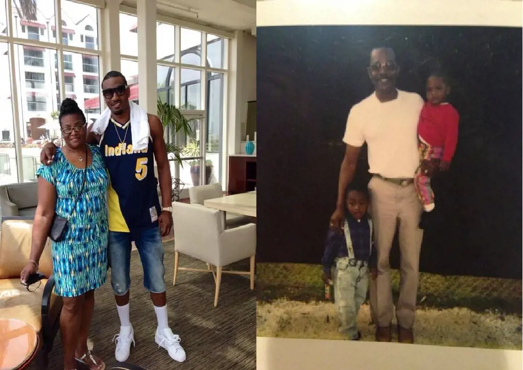 John Wall With his mother Frances Pulley on left and his father John Wall Sr and sister Tonya Wall on right.