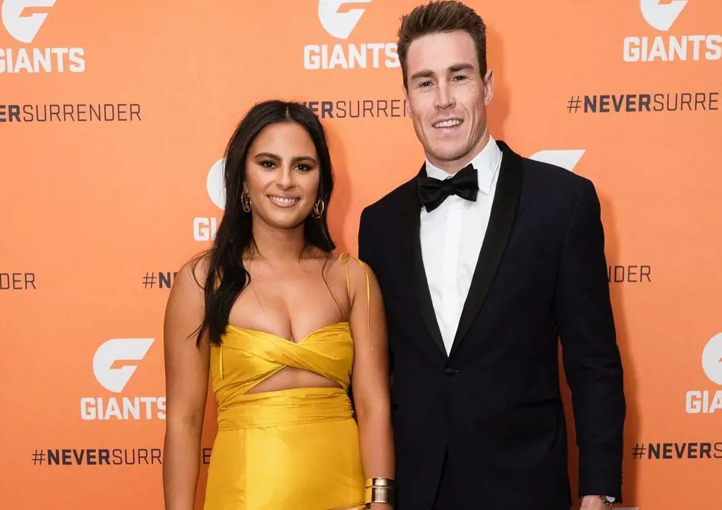 Jeremy Cameron and his partner Indiana Putra attending Brownlow Medal 2019.