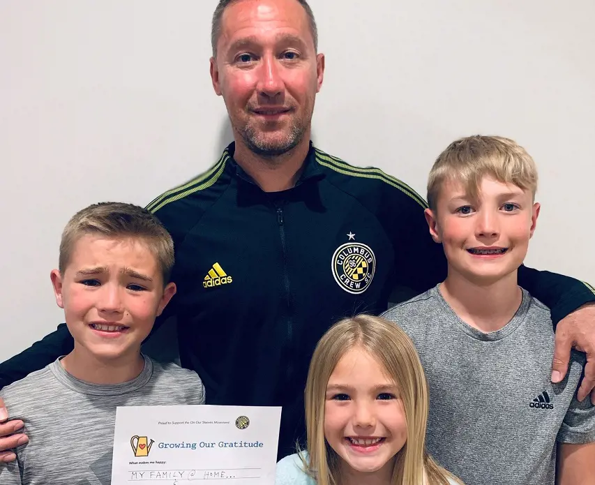 Caleb Porter share his gratitude with EL Crew on On Our Sleeves with his three children on May 7, 2020.