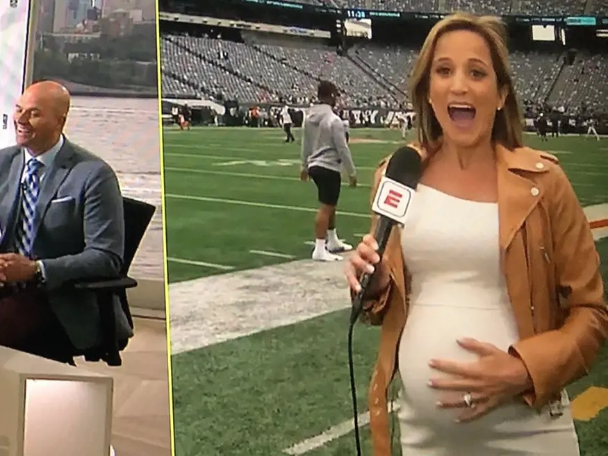 The ESPN reporter Dianna Russini is seen showing her baby bump on Sunday NFL Countdown on September 25, 2022.