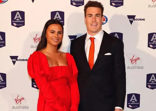 Indiana Putra and her partner Jeremy Cameron attending John Coleman Medal on August 29, 2019.
