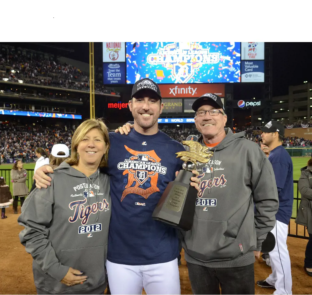 MLB superstar Justin Verlander with his father Richard Verlander and mother Kathy Verlander