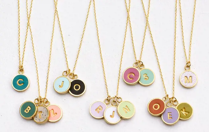 Initial Necklace with single and multiple alphabets. 