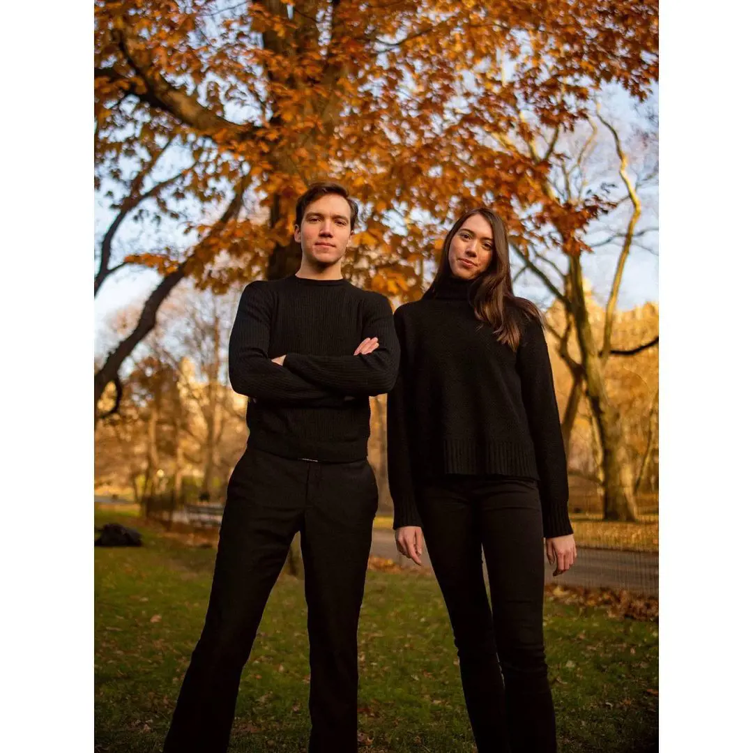Clayton and Jaclyn twinning in Black in Central Park on December 3, 2019