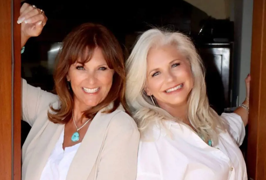 Diaz (right) and her partner Rhonda Buchanan (left) clad in minimal colour outfit for a photoshoot