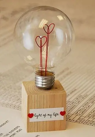 Handmade Valentines Love Bulb with message