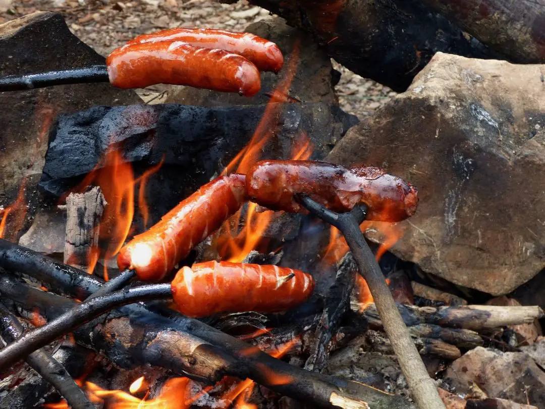 Roasted sausage/hot dog is one of the easiest meals to prepare during camping