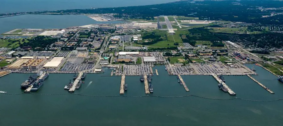 Aerial view of Naval Station Norfolk in Virginia