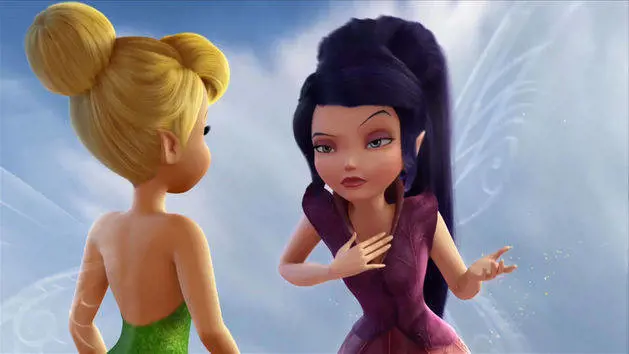 Vidia interacts with a fellow fairy in Pixie Hollow