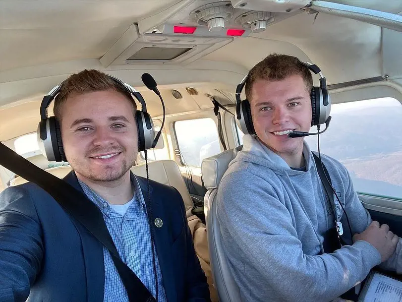 Twins Jedidiah Robert and Jeremiah Robert seen flying in a private plane together. 