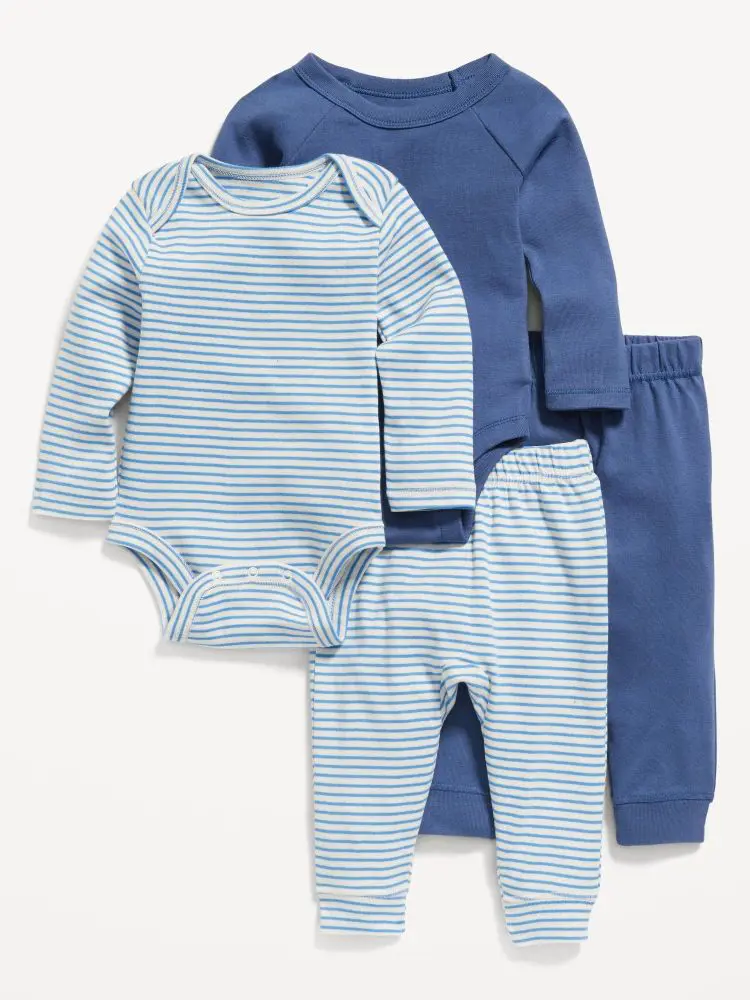 Dark blue and striped body suit for newborn baby boy