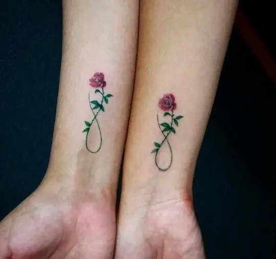Infinity rose tattoo represents your love for your siblings.