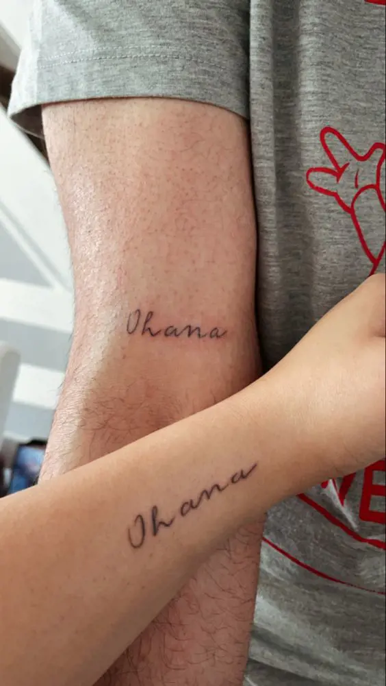 Ohana is a really cool tattoo to honor your family.