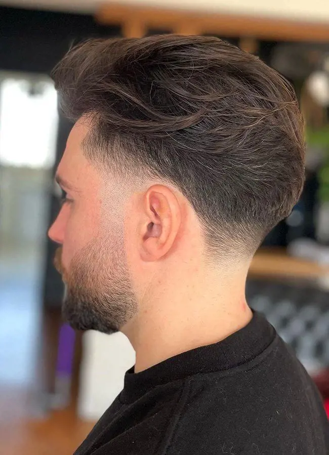 Side profile of Low Taper Fade hairstyle