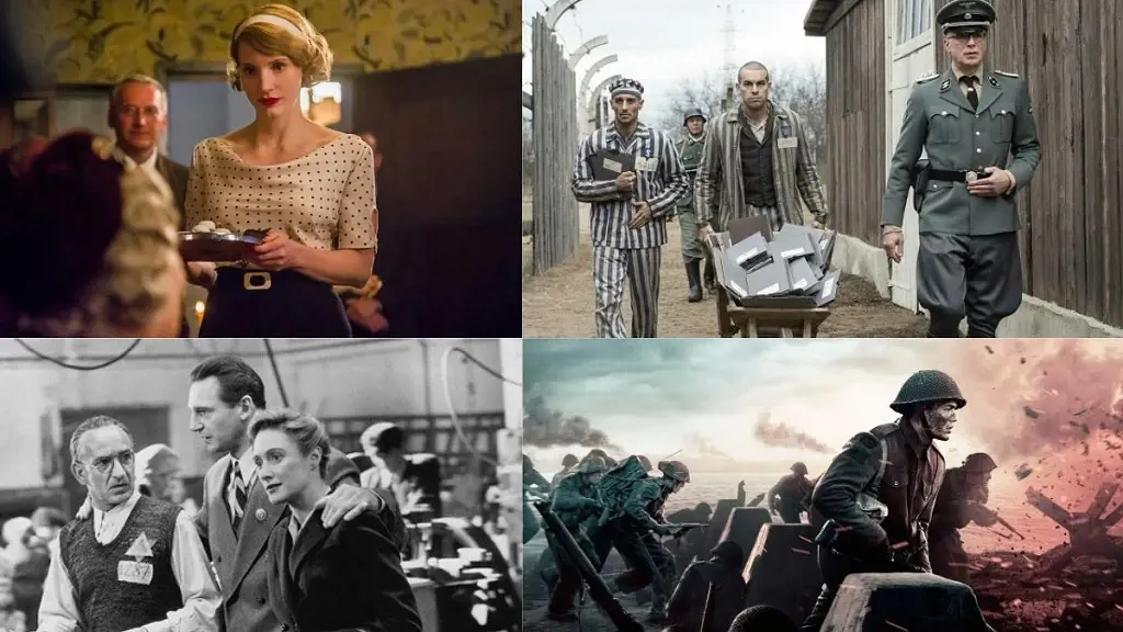 A Collage of stills from movies showing true story of Holocaust.
