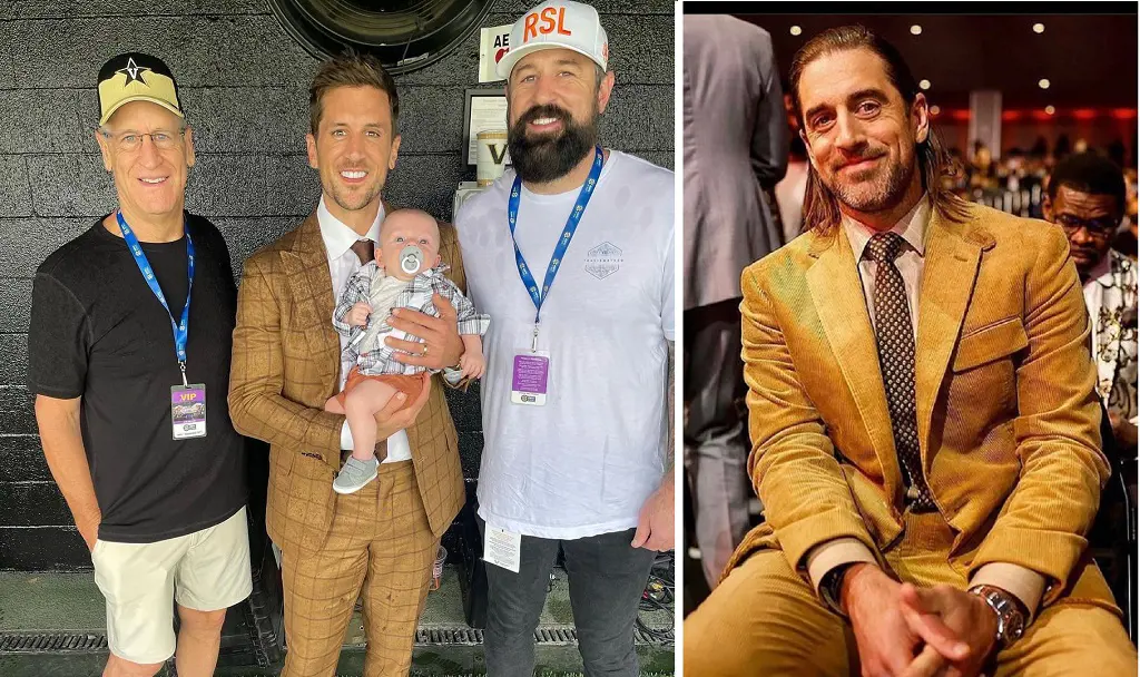 Aaron Rodgers (Right) has a visible gap from his brothers Luke and Jordan, and father Edward (Left). 