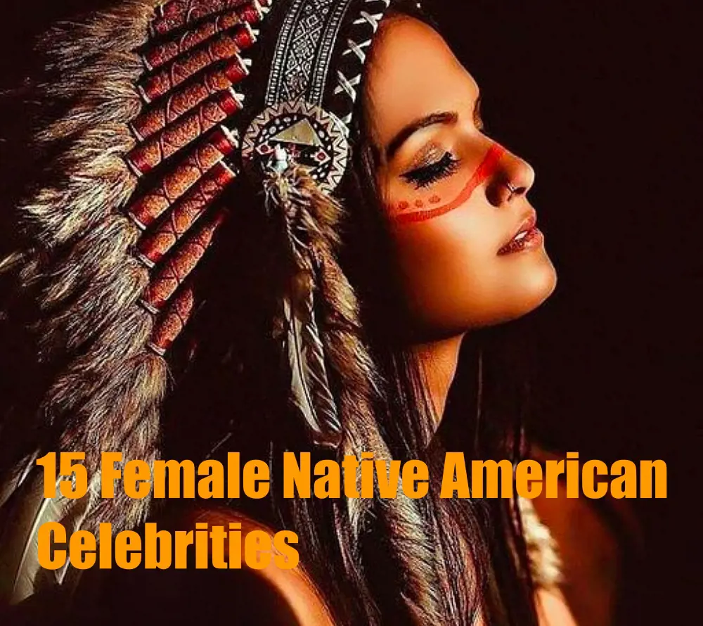 A model in a traditional native american headress and makeup poses for a photoshoot