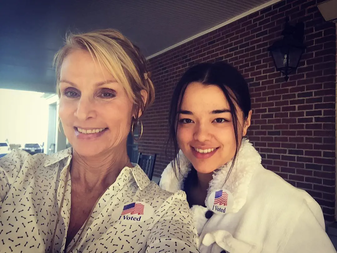 Joanne takes a selfie with her daughter after they voted at the presidential election in 2016