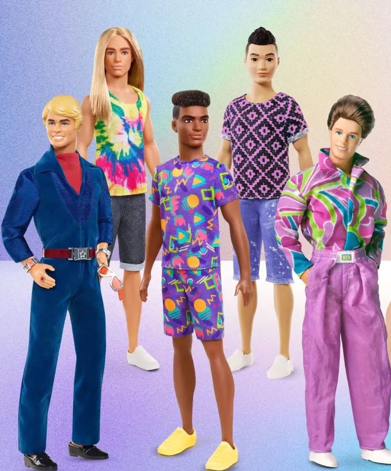 Different variations of Ken doll manufactured by Mattel in 2022