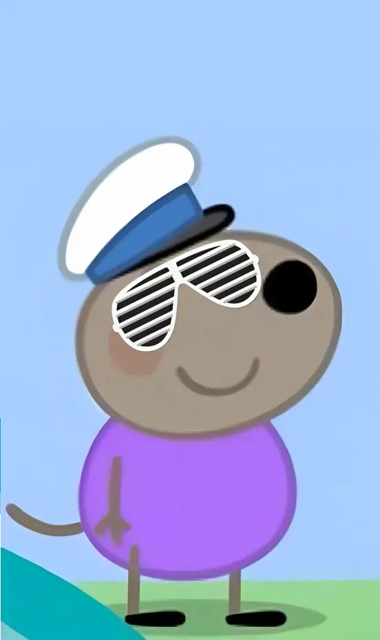 Danny Dog seen wearing Sailor's Hat with a pair of glasses in one of the episodes of Peppa Pig
