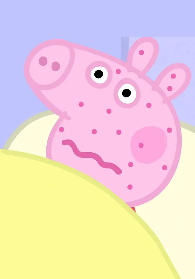 Peppa Pig is seen sleeping while fighting a chronic disease.