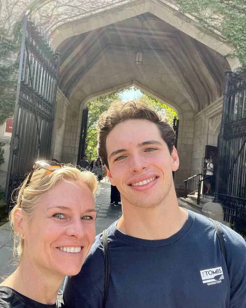 Mary takes a selfie with James at his college in Chicago in 2022
