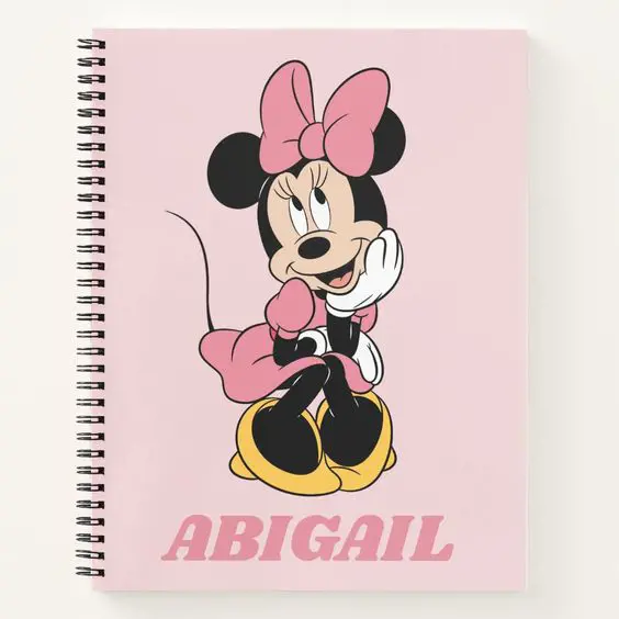 Spiral Minnie pink Notebook with an image of the Disney character printed on the cover page
